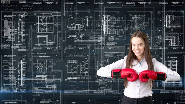 İşkadını mimar mühendis inşaat tasarım ve iş kavramı