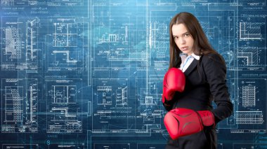 İşkadını mimar mühendis inşaat tasarım ve iş kavramı