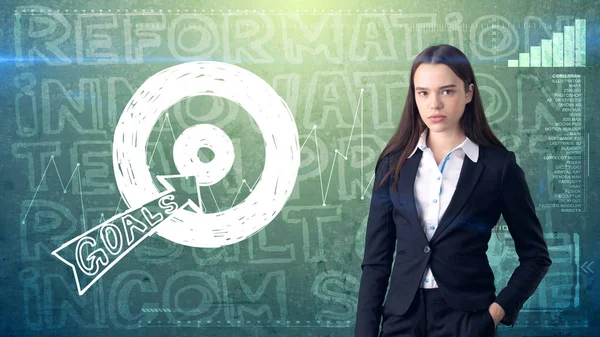 Güzellik işkadını kelimeler pazarlama ile boyalı arka plan üzerinde. Reklam, yatırım ve iş planı kavramı