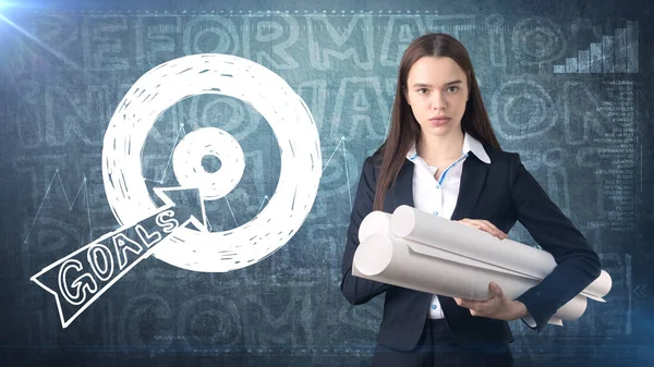 Güzellik işkadını kelimeler pazarlama ile boyalı arka plan üzerinde. Reklam, yatırım ve iş planı kavramı