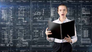 İşkadını mimar mühendis inşaat tasarım ve iş kavramı