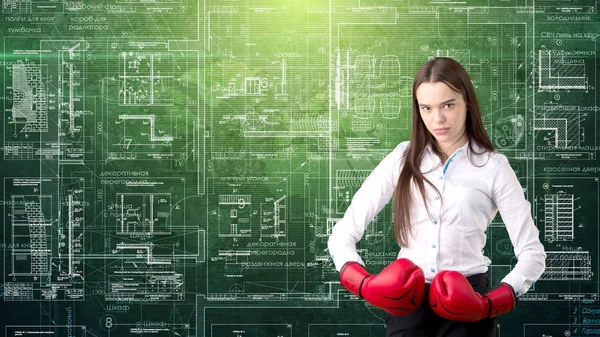 İşkadını mimar mühendis inşaat tasarım ve iş kavramı