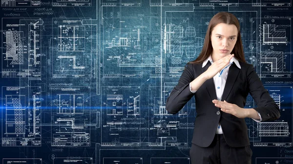 İşkadını mimar mühendis inşaat tasarım ve iş kavramı