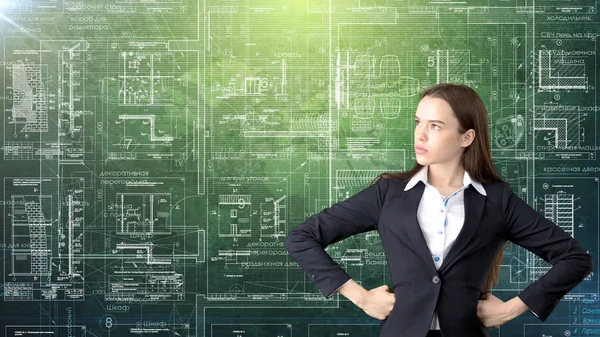 Businesswoman Architect Engineer Construction Design and Business Concept — Stock Photo, Image