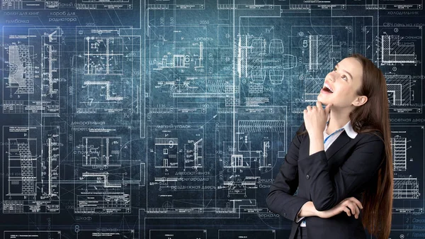 İşkadını mimar mühendis inşaat tasarım ve iş kavramı