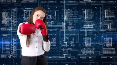 İşkadını mimar mühendis inşaat tasarım ve iş kavramı