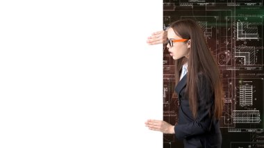 İşkadını mimar mühendis inşaat tasarım ve iş kavramı