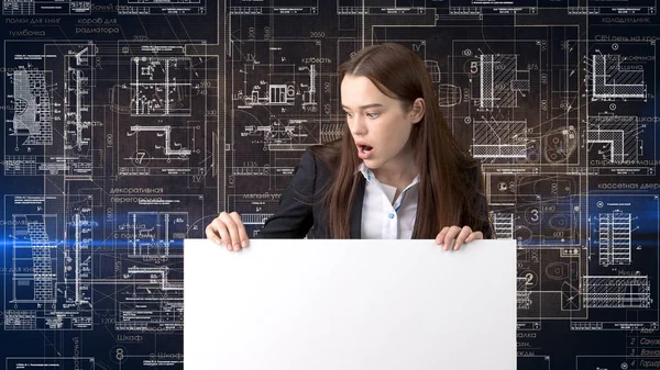 İşkadını mimar mühendis inşaat tasarım ve iş kavramı