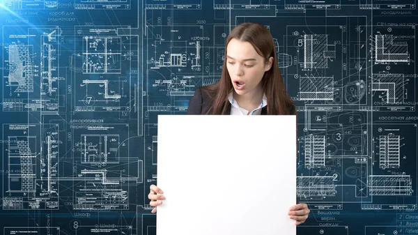 İşkadını mimar mühendis inşaat tasarım ve iş kavramı