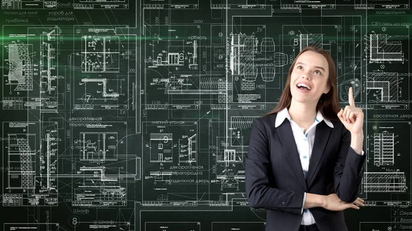 İşkadını mimar mühendis inşaat tasarım ve iş kavramı