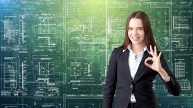 İşkadını mimar mühendis inşaat tasarım ve iş kavramı