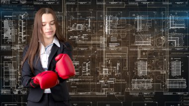 İşkadını mimar mühendis inşaat tasarım ve iş kavramı