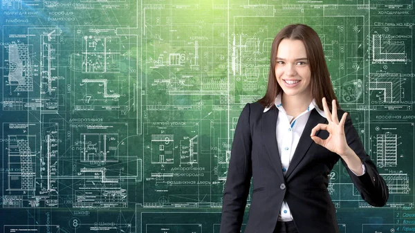 İşkadını mimar mühendis inşaat tasarım ve iş kavramı