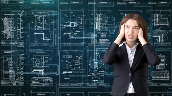 İşkadını mimar mühendis inşaat tasarım ve iş kavramı