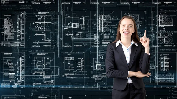 İşkadını mimar mühendis inşaat tasarım ve iş kavramı