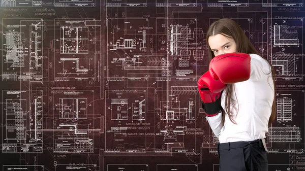 İşkadını mimar mühendis inşaat tasarım ve iş kavramı