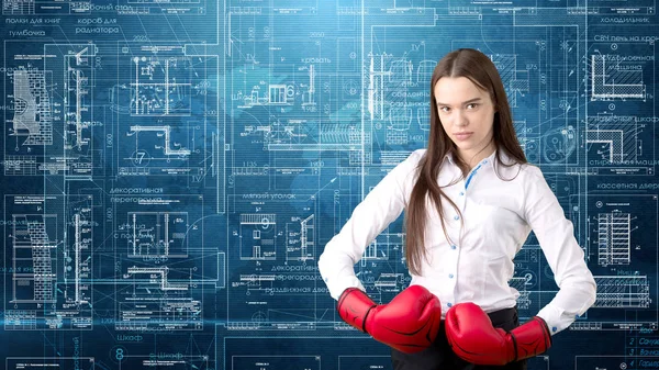 İşkadını mimar mühendis inşaat tasarım ve iş kavramı