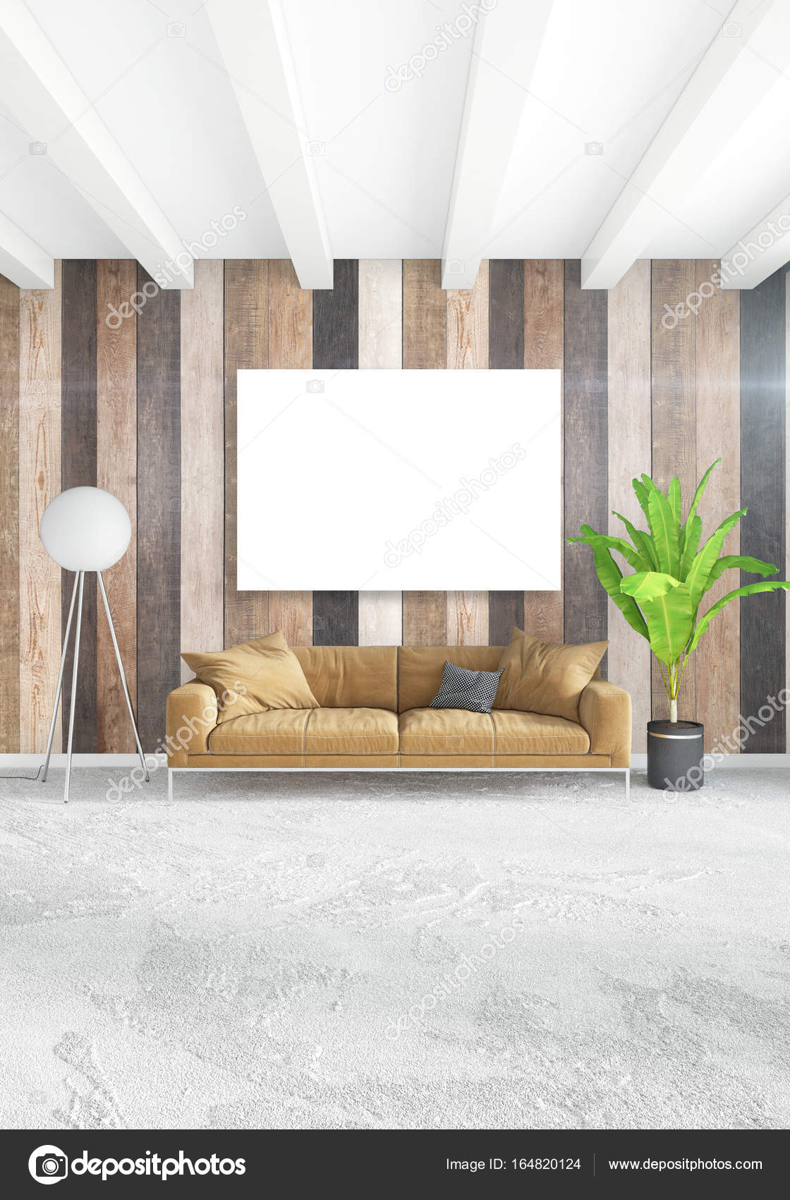 Wit slaapkamer minimalistische stijl interieur met houten muur en ... Wit slaapkamer minimalistische stijl interieur met houten muur en ...