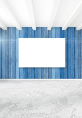 Dikey modern iç yatak odası veya oturma odası eklektik duvar ve boş çerçeve çizim boşaltmak için. 3D render