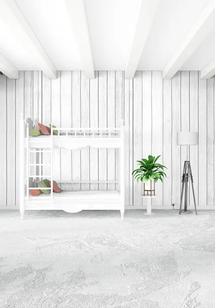 Modern çatı iç bebek odası veya kreş alanı ile eklektik duvar ile. 3D render.