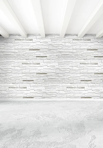 Modern çatı iç yatak odası veya oturma odası alanı ile eklektik duvar ile. 3D render.