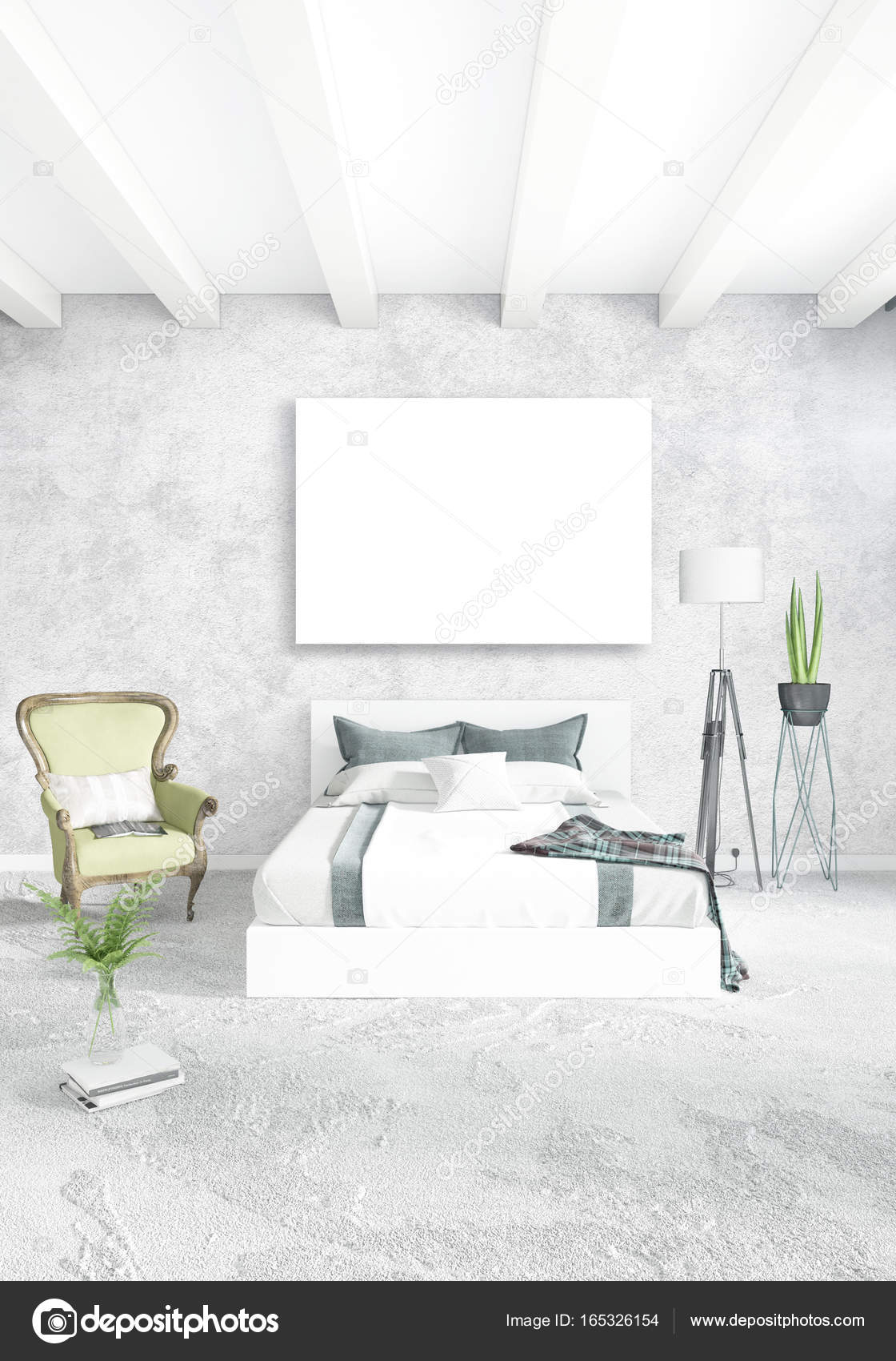 Vertikale modernen Interieur Schlafzimmer oder Wohnzimmer mit ... Vertikale modernen Interieur Schlafzimmer oder Wohnzimmer mit ...