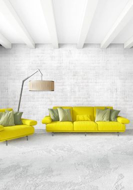 Modern çatı iç yatak odası veya oturma odası alanı ile eklektik duvar ile. 3D render.