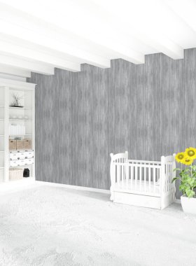 Modern çatı iç bebek odası veya kreş alanı ile eklektik duvar ile. 3D render.