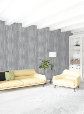 Modern çatı iç yatak odası veya oturma odası alanı ile eklektik duvar ile. 3D render.