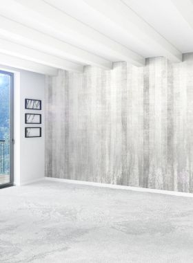 Dikey yatak odası en az ya da Loft tarzı iç tasarım. 3D render. Kavram fikir.