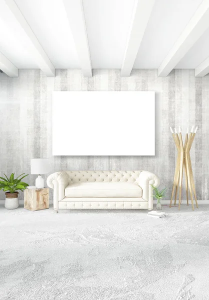 Pionowe sypialnia minimalne lub strych styl wnętrz. renderowania 3D. Koncepcja. — Zdjęcie stockowe