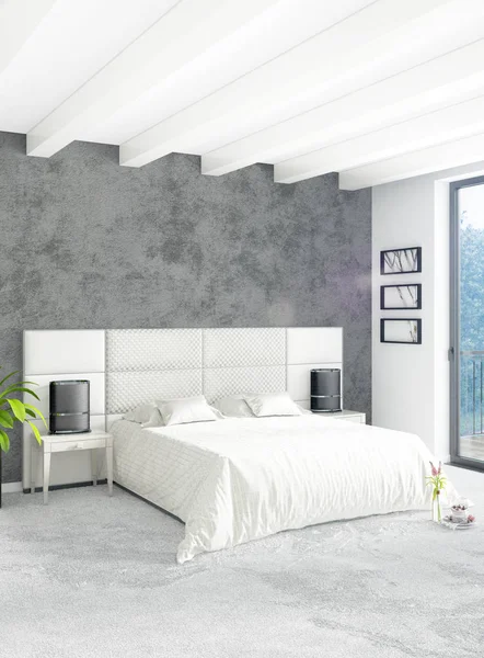 Chambre verticale Style minimaliste ou loft Design d'intérieur. Rendu 3D. Idée conceptuelle . — Photo
