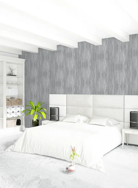 Chambre intérieure loft moderne ou salon avec mur éclectique avec espace. rendu 3D . — Photo