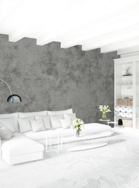 Modern çatı iç yatak odası veya oturma odası alanı ile eklektik duvar ile. 3D render.