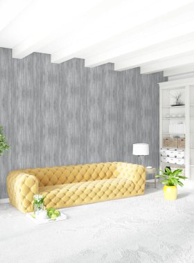 Modern çatı iç yatak odası veya oturma odası alanı ile eklektik duvar ile. 3D render.