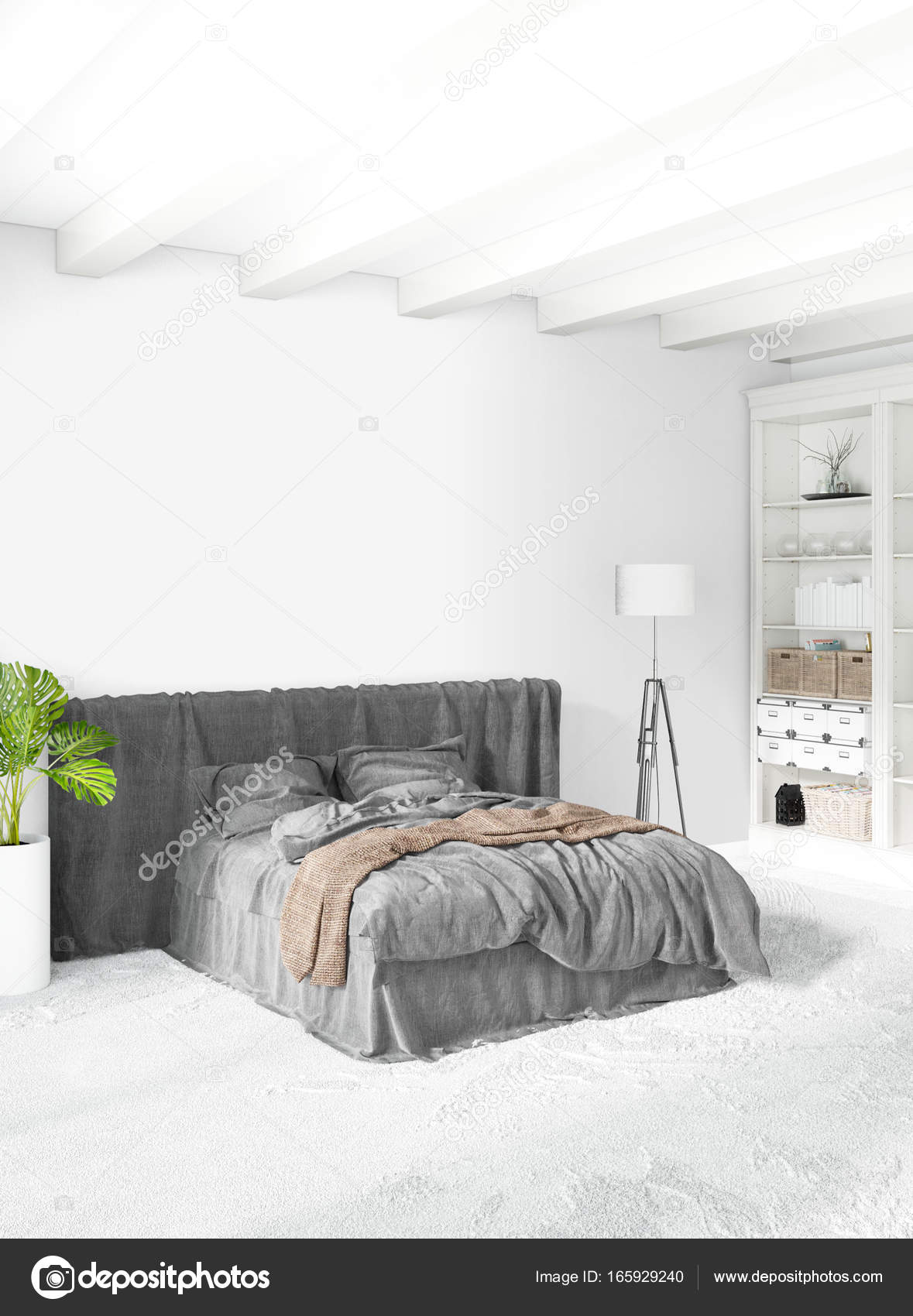 Vertical Bedroom Minimal Or Loft Style Interior Design 3d