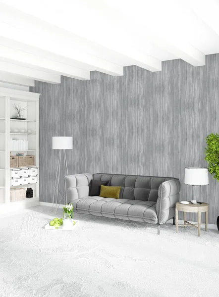 Chambre verticale Style minimaliste ou loft Design d'intérieur. Rendu 3D. Idée conceptuelle . — Photo