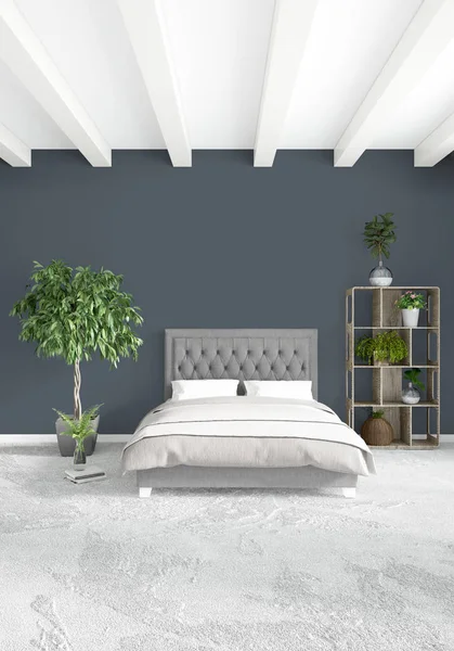 Camera da letto verticale Stile minimale o Loft Interior Design. Rendering 3D. Idea concettuale . — Foto Stock