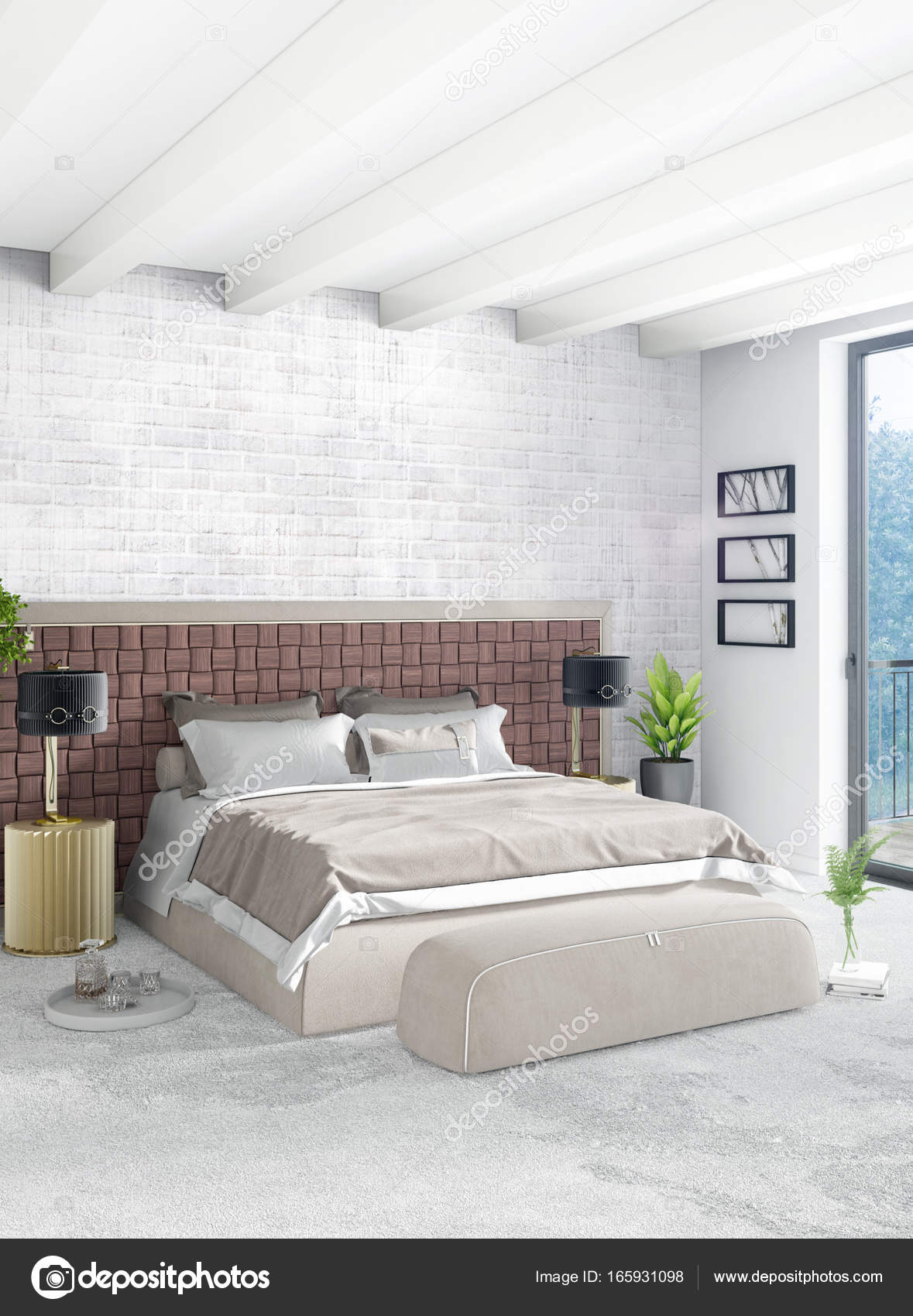 Vertical Bedroom Minimal Or Loft Style Interior Design 3d