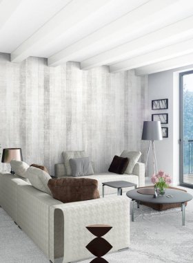 Dikey yatak odası en az ya da Loft tarzı iç tasarım. 3D render. Kavram fikir.