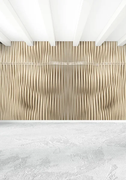 Dikey yatak odası en az ya da Loft tarzı iç tasarım. 3D render. Kavram fikir.