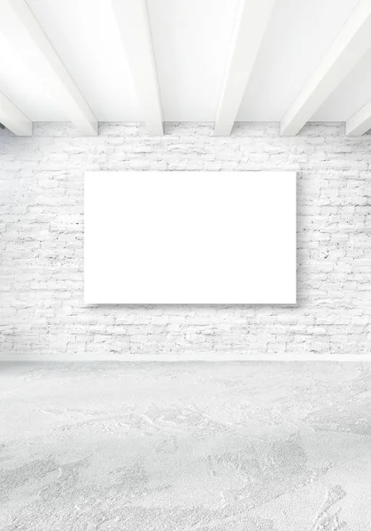 Dikey yatak odası en az ya da Loft tarzı iç tasarım. 3D render. Kavram fikir.