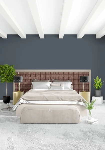 Vertical Bedroom Minimal atau gaya Loft Interior Design. Perilisan 3D. Konsep ide . — Stok Foto