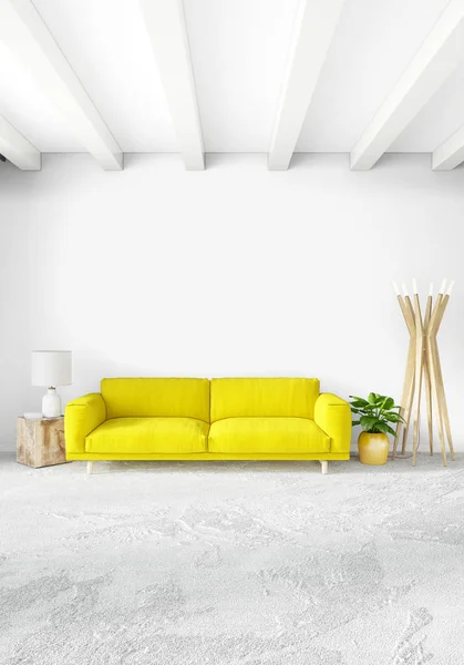 Vertikale Schlafzimmer minimale oder Loft-Stil Innenarchitektur. 3D-Darstellung. Konzeptidee. — Stockfoto