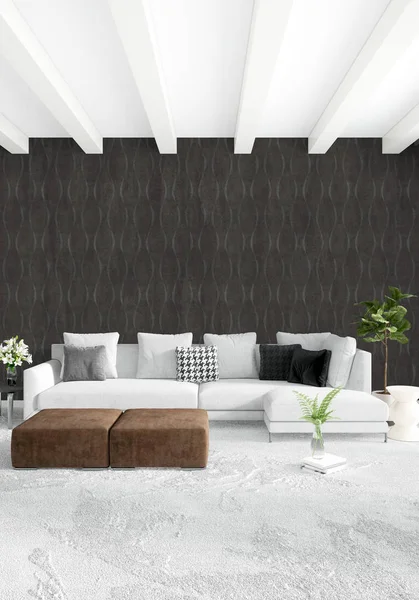 Verticale slaapkamer minimale of Loft stijl interieur. 3D-rendering. Concept idee. — Stockfoto