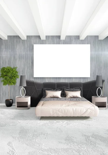 Camera da letto verticale Stile minimale o Loft Interior Design. Rendering 3D. Idea concettuale . — Foto Stock