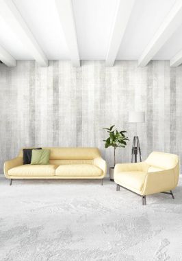 Dikey yatak odası en az ya da Loft tarzı iç tasarım. 3D render. Kavram fikir.