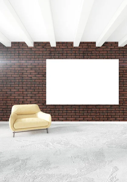 Dikey yatak odası en az ya da Loft tarzı iç tasarım. 3D render. Kavram fikir.