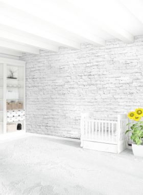 Dikey yatak odası en az ya da Loft tarzı iç tasarım. 3D render. Kavram fikir.