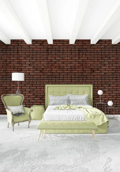 Chambre blanche style minimal Design intérieur avec mur en bois et canapé gris. Rendu 3D. Illustration 3D — Photo